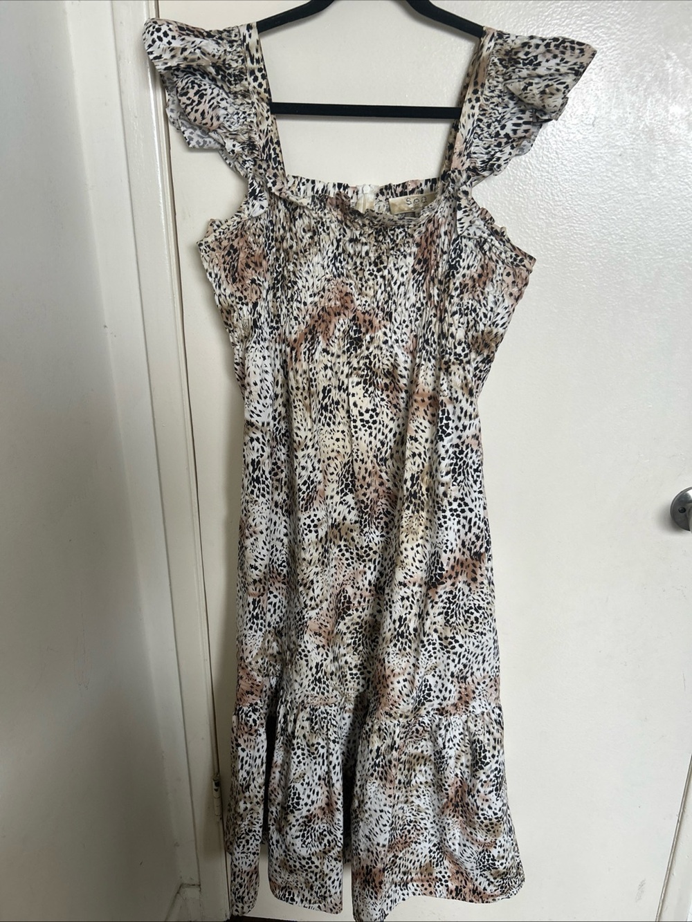 Sea New York smocked Lana Leopard Midi dress Size Small